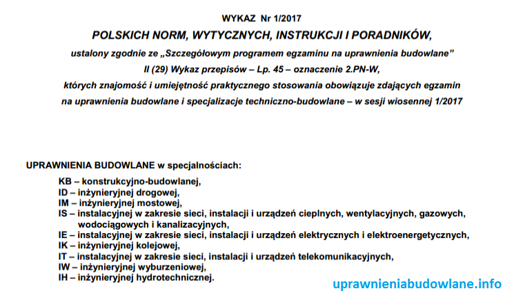 Wykaz Aktów Prawnych Na Egzamin Na Uprawnienia Budowlane 2017